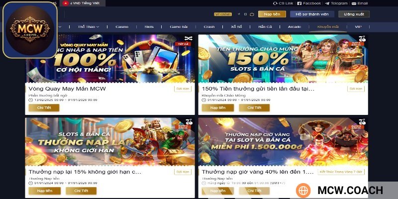 Khuyến mãi chơi game săn cá mcw giá trị thưởng cao